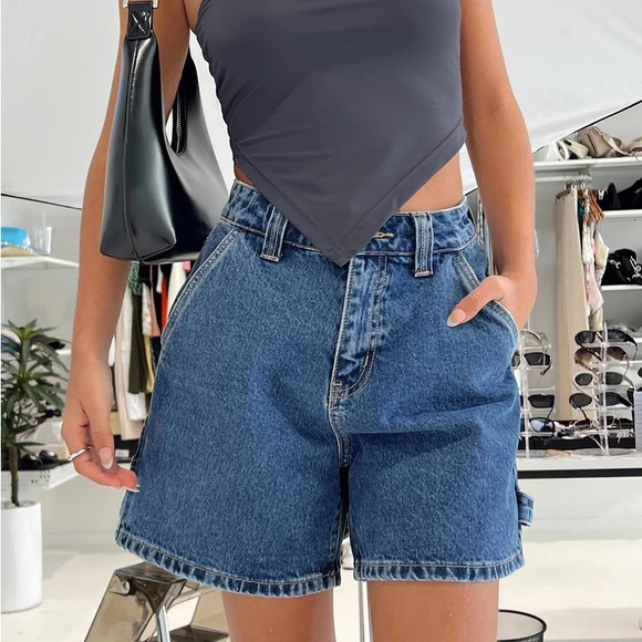 Princess Polly Pants - Princess Polly Lou Carpenter Denim Shorts Mid Wash